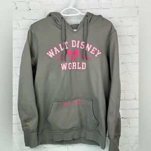 Disney Parks Women's Size Large Gray/Pink Distressed Walt Disney World Hoodie